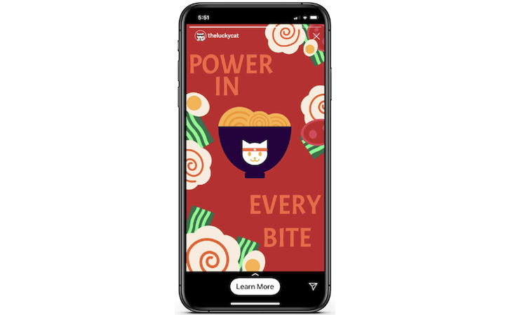A cellphone display a social media advertisement